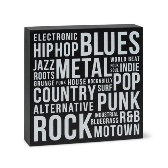 Music Genres Wooden Text Block Decor - Picture 1 of 2